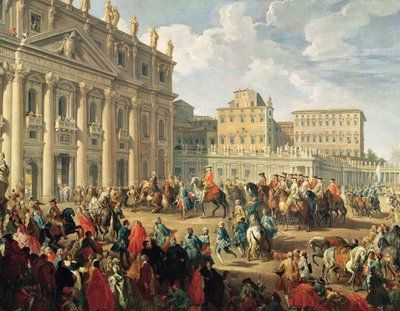 Carlo di Borbone visita Papa Benedetto XIV a San Pietro, Roma, 1745 da Giovanni Paolo Pannini